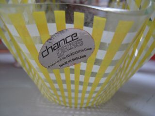 Vintage Glass Handkerchief Bowl Dish Yellow / White Check Chance