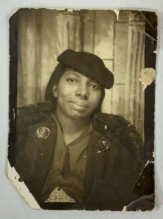Wallet Treasures,  African American Woman In Arcade,  Vintage Photo Snapshot