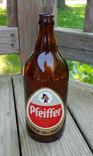 Pfeiffer Premium Beer Bottle,  Jumbo Full Quart,  Vintage Beer