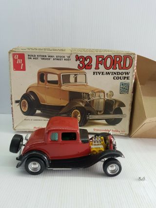 Amt 1932 Ford 1:25 Scale Model Kit Box Built Ertl Vintage T147 Street Rods Coupe