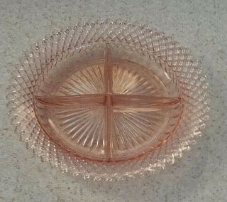 Vintage Pink Depression Glass Miss America Divided Relish Plate Anchor Hocking