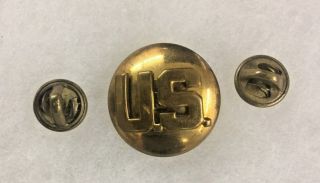 Vintage Us Army Enlisted Mans Brass Collar Insignia U.  S.  Pin 14