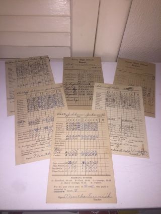 6 Vtg School Report Cards 1940 - 42 Switzerland Co.  Vevay,  Indiana High School