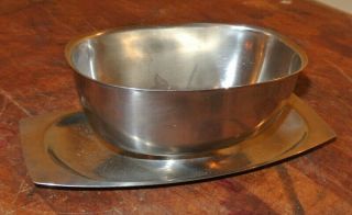 Vintage Mid Century Stainless Steel Gravy Boat Dish Bowl