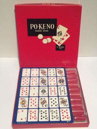 Vintage Po - Ke - No Pokeno Poker Keno 12 Board Set Game U.  S.  Playing Card Co