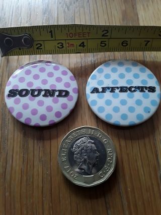 2 X Vintage 1980s Sound Affects 32mm The Jam Badge Mods Pin Badge 40a