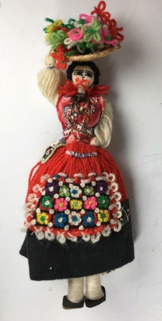 Vintage Handmade Cloth & Yarn Woman Girl Souvenir 10.  5 " Doll Portugal " Viana "
