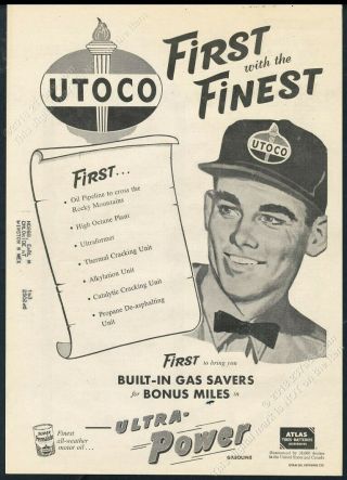 1960 Utoco Gas Oil Service Station Attendant Art Vintage Print Ad