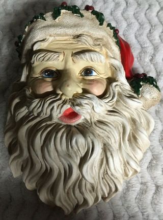 Vintage Midwest Imports Santa Claus Face 10 " Wall Hanging Plaque Christmas Decor