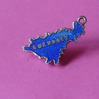 Vintage Silver & Enamel Map Of Guernsey Travel Charm