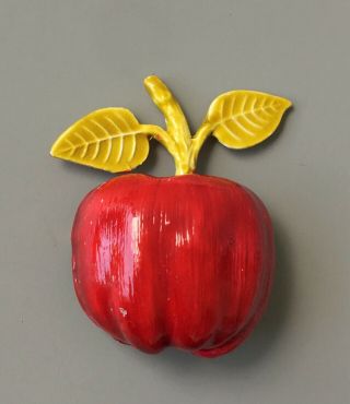 Vtg Signed Accessocraft Nyc Cherry Brooch In Enamel On Gold Tone Metal