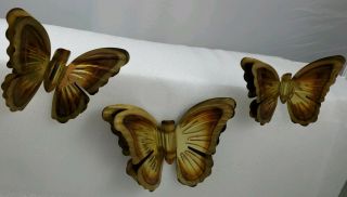 Vintage - Butterfly Copper Patina Metal Wall Art.  Set Of 3 Butterflies.