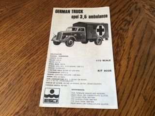 Vintage ESCI German Truck Opel 3,  6 Ambulance 1/72 scale kit 8035 3