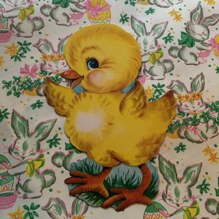 Vtg Dennison Easter Chick Die Cut Cardboard Decoration 7 " Rare Nos