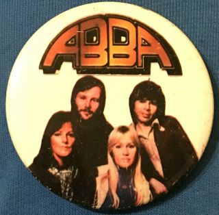 Abba - Old Vtg 1970`s Very Large Button Pin Badge Frying Pan 63mm