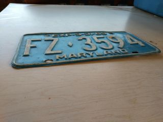 Vintage License Plate Tag Maryland MD FZ 3594 1969 Rustic Combine $4 Ship 5