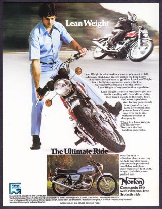 1975 Norton Commando 850 Motorcycle Photo " The Ultimate Ride " Vintage Print Ad