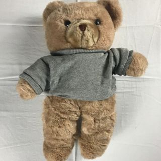 Applause Plush Bear Vtg 1986 Stuffed 16 " Teddy Gray Shirt 80s Kids Berrie Cuddly