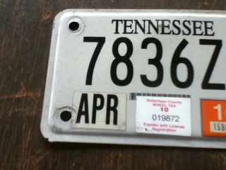 Vintage License Plate Tag Motorcycle Tennessee TN 7836ZM Rustic $4 Combine Ship 2