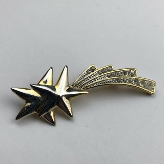 Vintage Shooting Star Stars Gem Set Ladies Pin Brooch