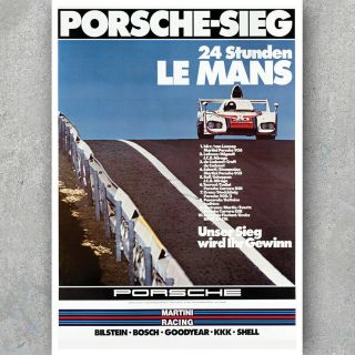 A3 A6 Vintage 1970s Motorsport Poster - Porsche Le Mans 24 Hour - Racing Print