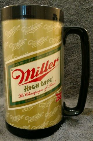 Euc Miller High Life Beer Vintage Thermo Serv Insulated Plastic Mug Stein 16 Oz