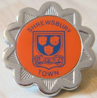 Shrewsbury Town Fc Vintage 1970s 80s Insert Type Badge Brooch Pin 33mm X 34mm