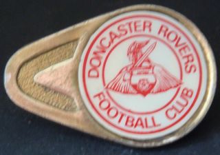 Doncaster Rovers Fc Vintage Insert Type Badge Brooch Pin In Chrome 38mm X 25mm