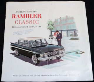 1961 American Motors Amc Rambler Car Advertising Sales Brochure Guide Vintage