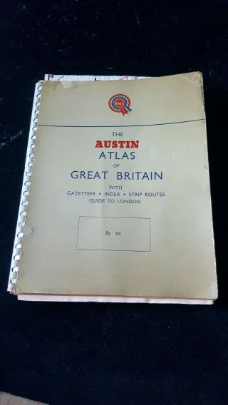 Vintage Austin Atlas Of Greater Britain Bmc Road Motoring Collectible 1950s.