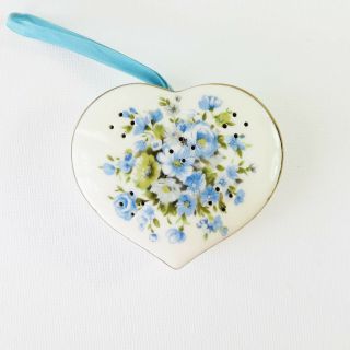 Vintage Floral Porcelain Hanging Sachet,  Scent Holder,  Potpourri,  Heart Shaped