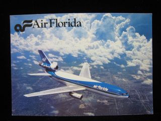 Air Florida Airlines Dc - 10 Airplane Airline Issue Vintage Aviation Postcard Ak