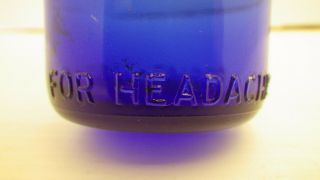 Vintage Bromo - Cedin Cobalt Blue Glass Bottle 5 - 1/2 " W/ Markings (for Headaches)