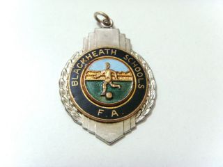 Vintage Enamel Blackheath Schools Football Association Fob Medal Watch Chain