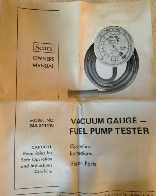 Vintage Sears Penske Vacuum Gauge 244 - 211410 Box/Instructions & Fitting 4