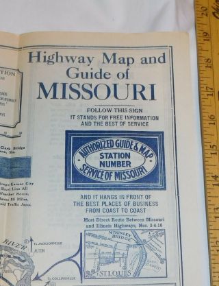 Vintage Highway Map And Guide Of Missouri For Service Printed In Usa