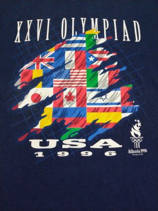 Men’s Vintage Hanes Heavyweight USA Atlanta 1996 Olympics T Shirt Sz XL 2