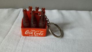 Vintage Coke Enjoy Coca Cola Six Pack Bottles Keychain