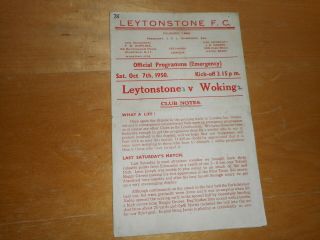 Leytonstone V Woking 1950/1 October 7th Vintage Post