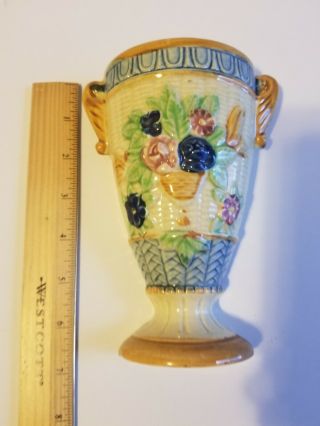 Vintage Made In Japan Ceramic Wall Pocket Vase Handpainted