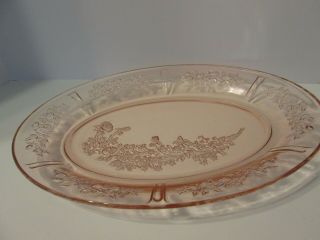 Vintage Pink Depression Glass Federal Sharon Cabbage Rose 12.  5 " Oval Platter