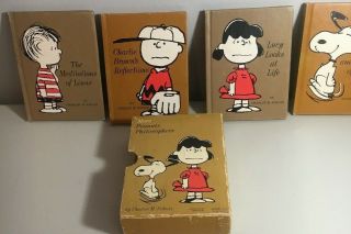 Vintage Hallmark More Peanuts Philosophers 4 Books Set With Case 1967