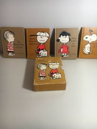 Vintage Hallmark More Peanuts Philosophers 4 Books Set with Case 1967 2