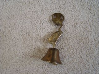 Vintage Oriental Bell Brass 4.  25 " Tall Bird Appears Hand Made Very Good