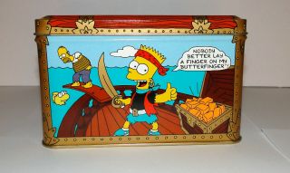 Vtg 1992 Bart Simpson Pirate Tin Coin Bank By Nestle Butterfinger