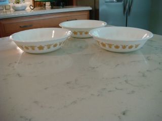3 Vintage Corelle Butterfly Gold Dessert Sauce Berry Bowl 5 1/4 In