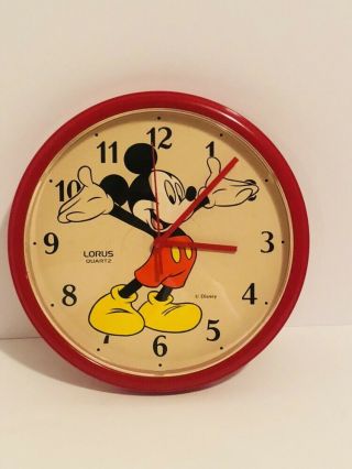 Disney Vintage Red Mickey Mouse Quartz Wall Clock By Lorus