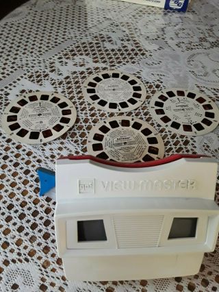 Vintage Gaf View Master Viewer Red & White Model With Blue Lever