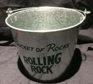 Collectible Vintage Bucket Of Rocks Rolling Rock Beer Ice Bucket Metal
