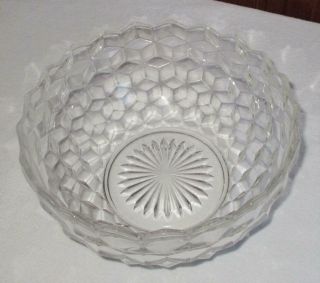 Vintage Fostoria American 8 " Bowl Crystal Glass Cube Serving Bowl